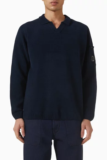 Polo Lens Sweater in Cotton Chenille
