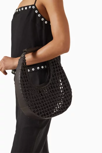 Small Hand-knotted Moon Tote Bag in Leather