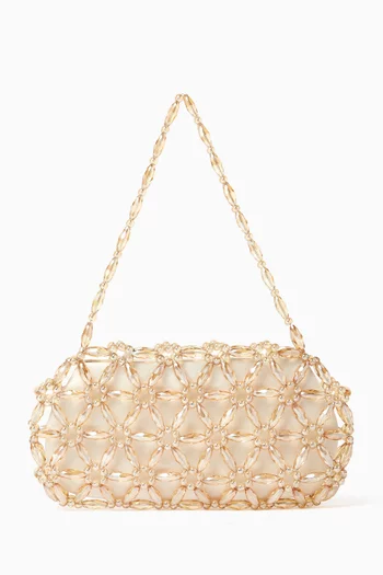 Tebea Bead-embellished Clutch in Satin