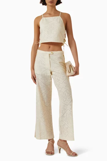 Allindy Straight-leg Pants in Cotton Poplin