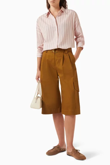 Marco Bermuda Pants in Gabardine Twill