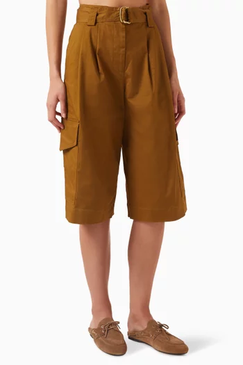 Marco Bermuda Pants in Gabardine Twill