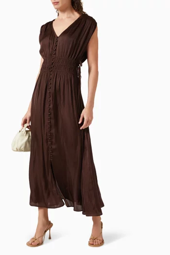 Prezianni Gathered Dress in Satin