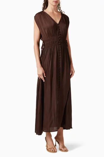 Prezianni Gathered Dress in Satin