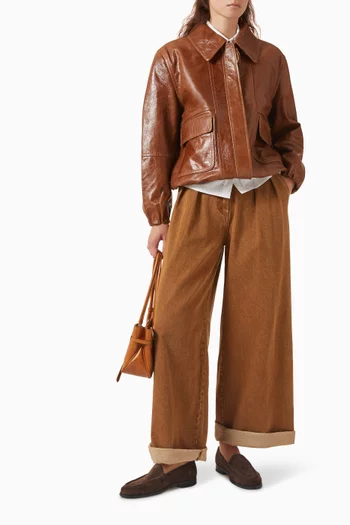 Wyatt Point-collar Jacket in Leather