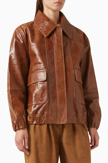 Wyatt Point-collar Jacket in Leather