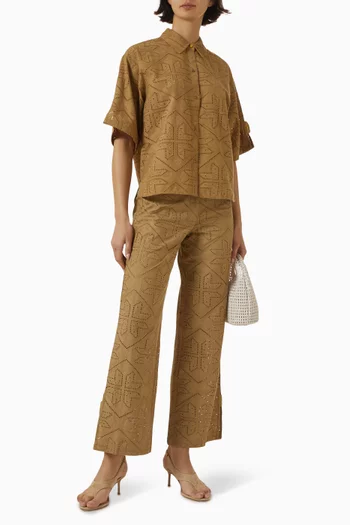 Kaia Broderie Anglaise Shirt in Cotton Poplin