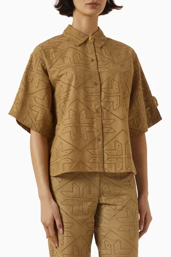 Kaia Broderie Anglaise Shirt in Cotton Poplin