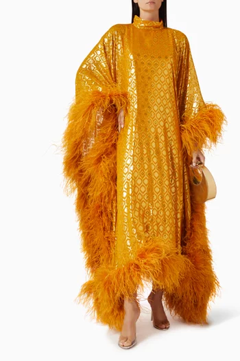 Casta Diva Opulence Feather Sequin-embellished Kaftan