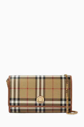 Hannah Check-print Chain Wallet