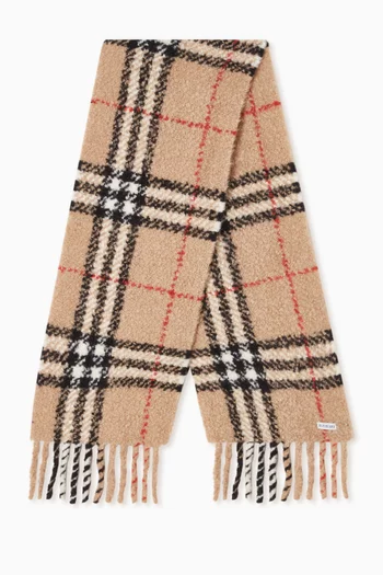 Check Bouclé Scarf in Alpaca Wool Blend