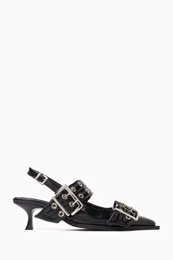 Feminine Buckle 50 Slingback Pumps in Vegan Leather