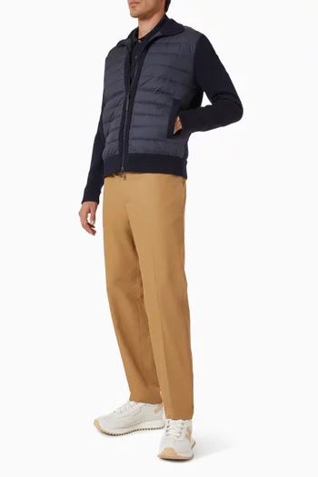 Padded Zip Up Cardigan in Wool