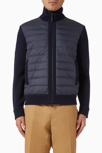 Padded Zip Up Cardigan in Wool