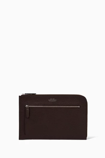 Flat Travel Organiser Pouch in Leather