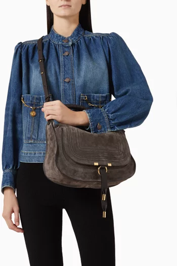Medium Marcie Shoulder Bag in Suede