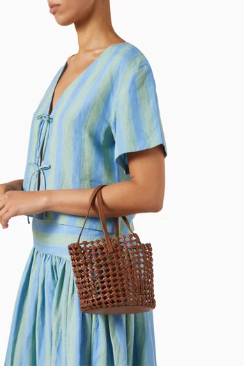 Caro Bucket Bag in Woven Leather