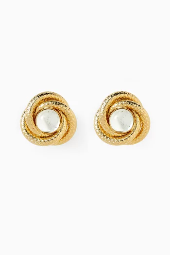 Omega Knot Crystal Earrings in Gold-plated Brass