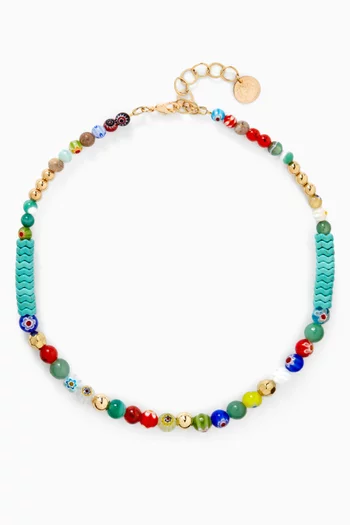 قلادة مزينة بالخرز نحاس مطلي بلون ذهبي