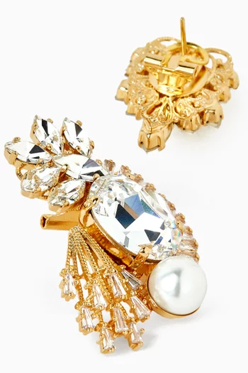 Asymmetrical Crystal Stud Earrings in Gold-plated Brass