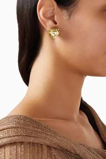 أقراط بتصميم قلب مرصعة بالكريستال نحاس مطلي بالذهب