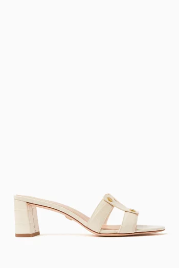Via 55 Mules in Croc-Embossed Leather