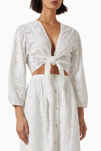 Pia Tie-front Top in Cotton