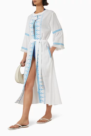 Anais Belted Kaftan in Cotton Blend