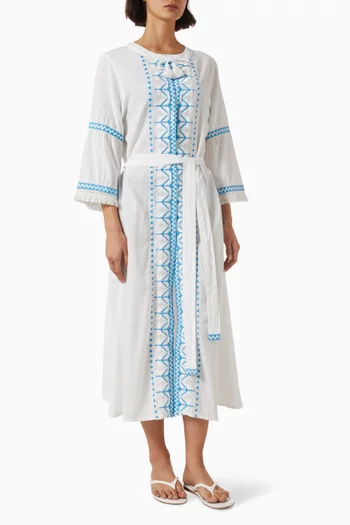 Anais Belted Kaftan in Cotton Blend