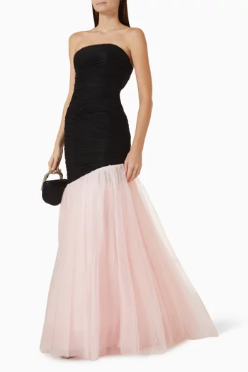 Pleated Mermaid Gown in Tulle