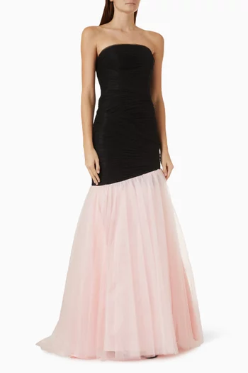 Pleated Mermaid Gown in Tulle