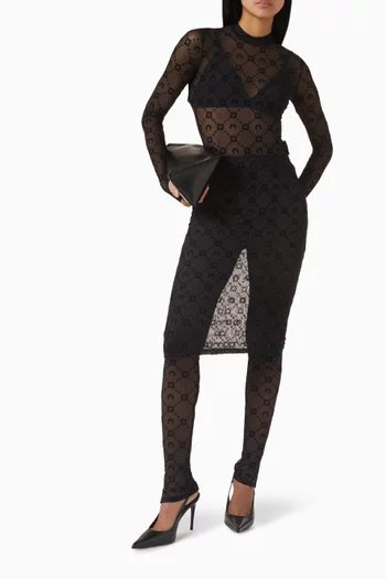 Moon-motif Highneck Top in Mesh