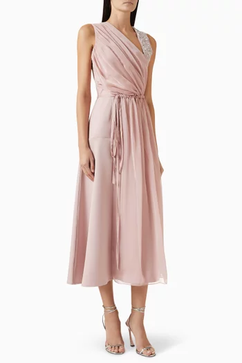 Crystal-embellished Gown in Crepe & Chiffon