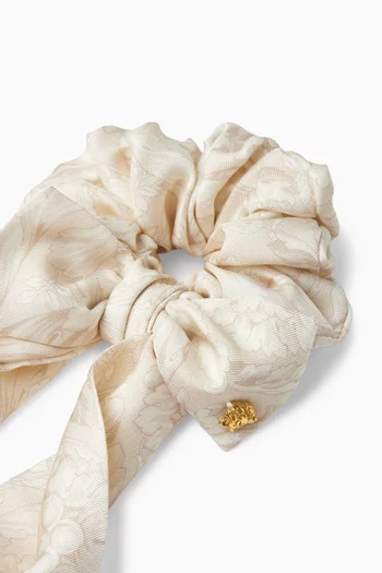 Barocco-print Scarf Tie Scrunchie in Twill