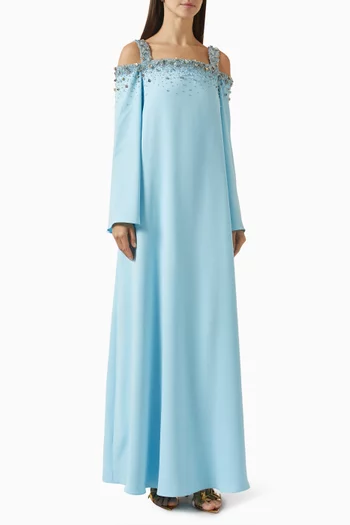 Embellished-trim Off-shoulder Kaftan