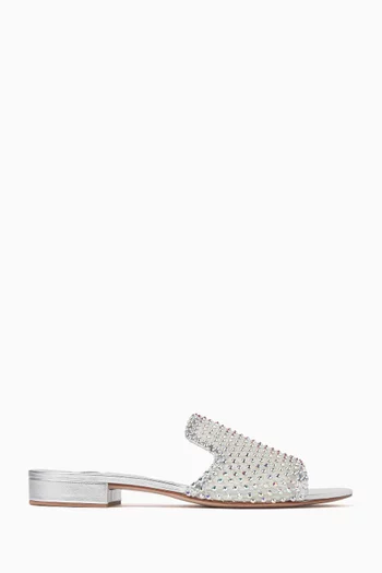 حذاء غيلدا مفتوح من الخلف قماش شبكي وجلد لامع