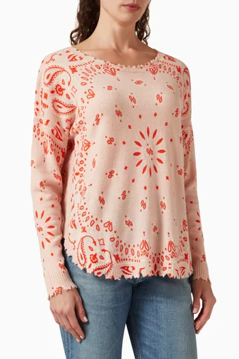 Mela Bandana-print Top in Cashmere