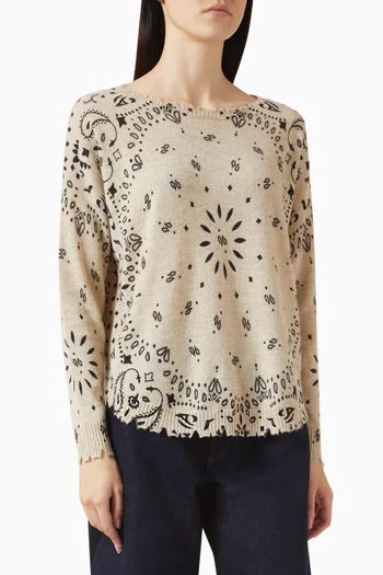 Mela Bandana-print Top in Cashmere
