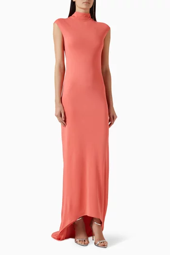 Asymmetrical Maxi Dress in Crepe-jersey
