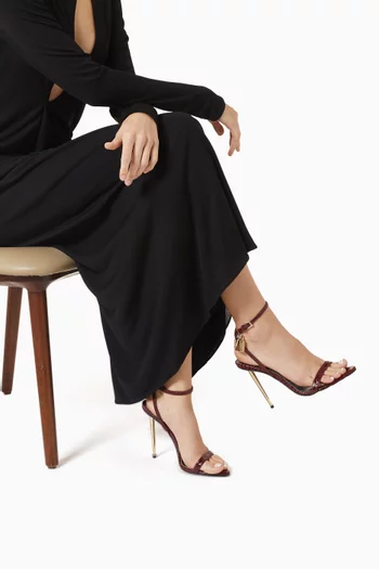 Padlock Sandals in Snake-embossed Leather