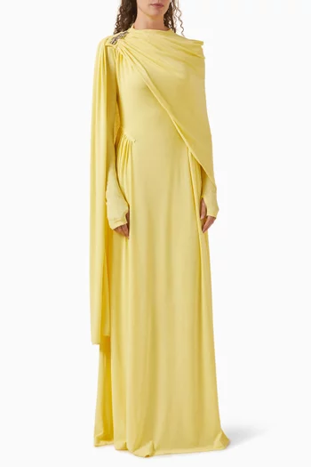 Embellished Cape Maxi Dress