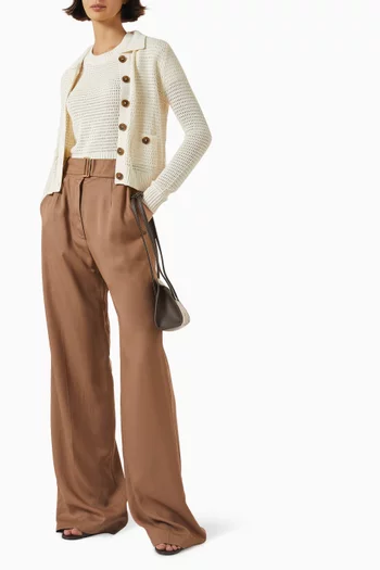 Cable-mesh Cardigan in Cotton Blend