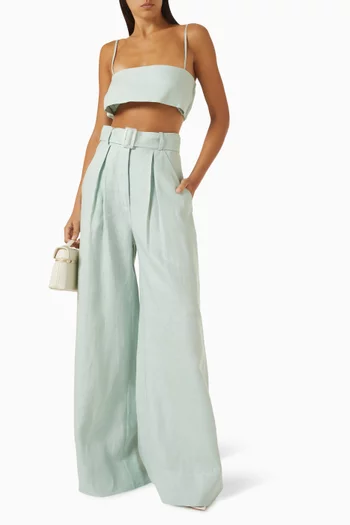 Structured Bandeau Crop Top in Linen Blend