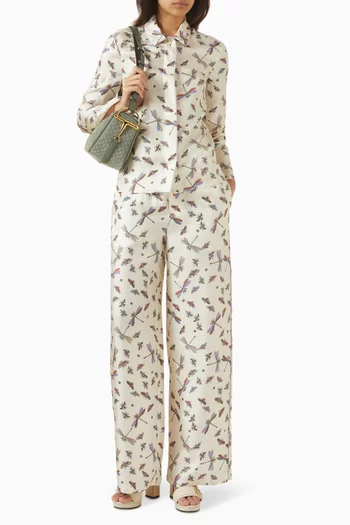 Printed Pants in Silk-twill