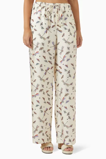 Printed Pants in Silk-twill