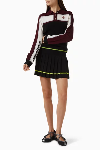 Striped Oversized Polo Shirt in Merino Wool