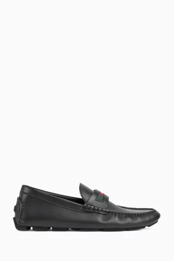 Web-detail Driver Shoes in Leather
