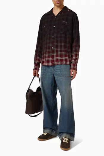 Gradient Check Shirt in Viscose-rayon