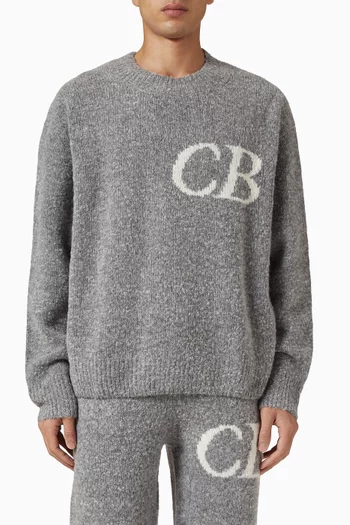 CB Logo Crew Knit Sweater in Wool-blend