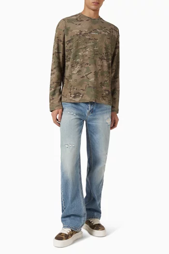 Waffle Long Sleeve T-shirt in Cotton